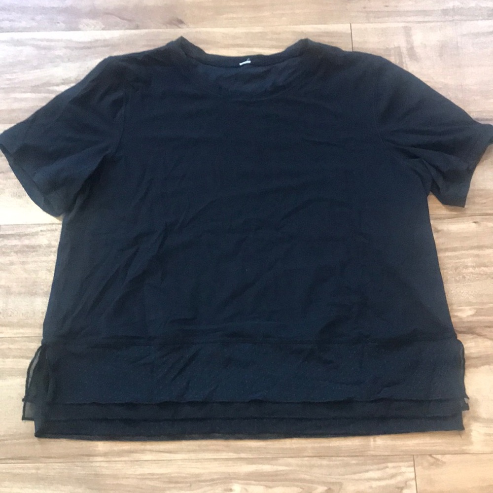 Lululemon Short Sleeve Frill Mesh Detail Shirt